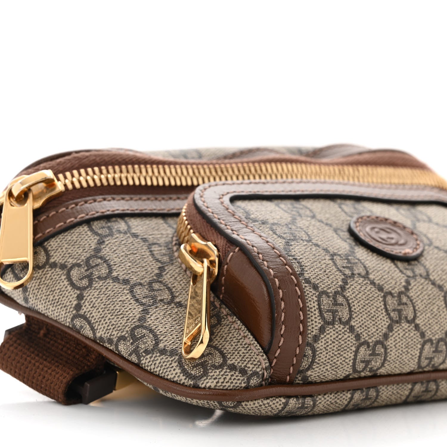 Gucci GG Supreme Monogram Textured Calfskin Retro Interlocking G Belt Bag Beige Ebony Brown Sugar 9 of 11