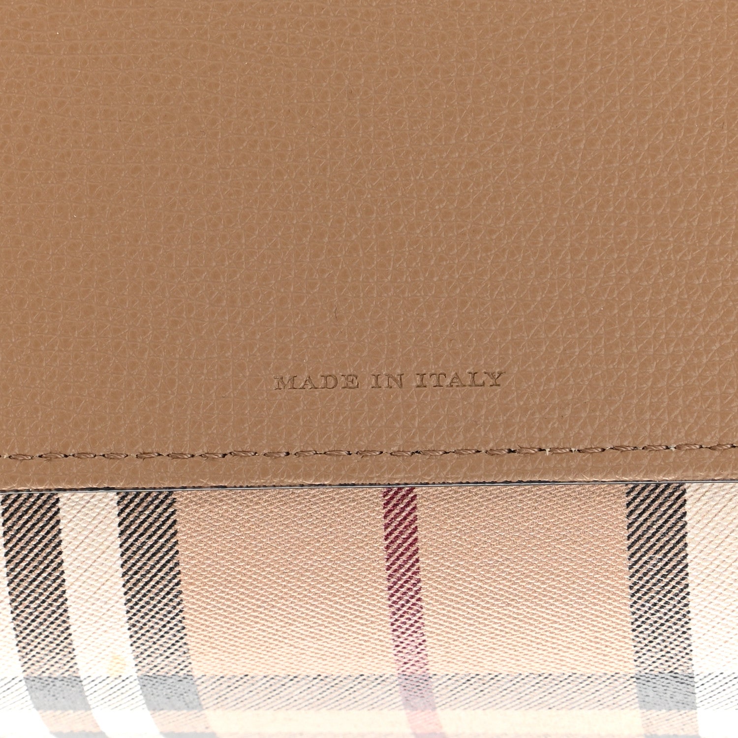 Burberry Grainy Calfskin Haymarket Check Medium Reversible Tote Camel 7 of 8