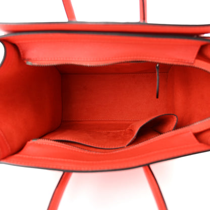 Celine Drummed Calfskin Micro Luggage Coquelicot 5 of 10