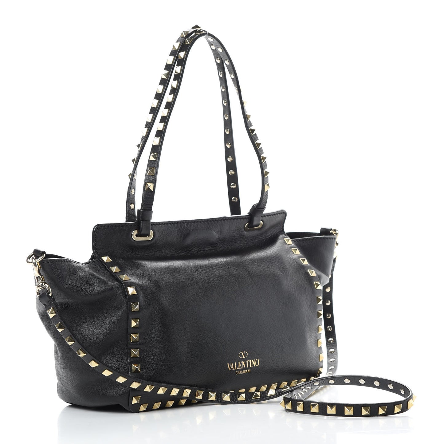 Vitello Small Rockstud Tote Black