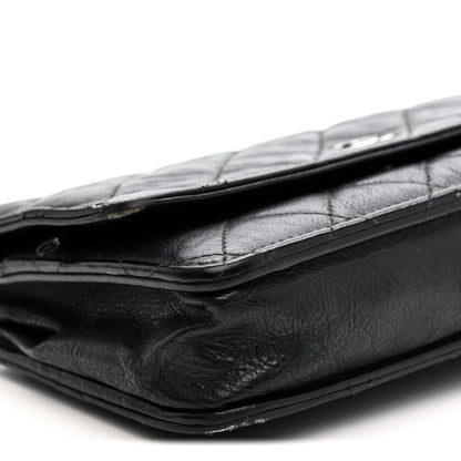 Chanel Crumpled Calfskin Quilted Wallet On Chain WOC So Black 10 of 17