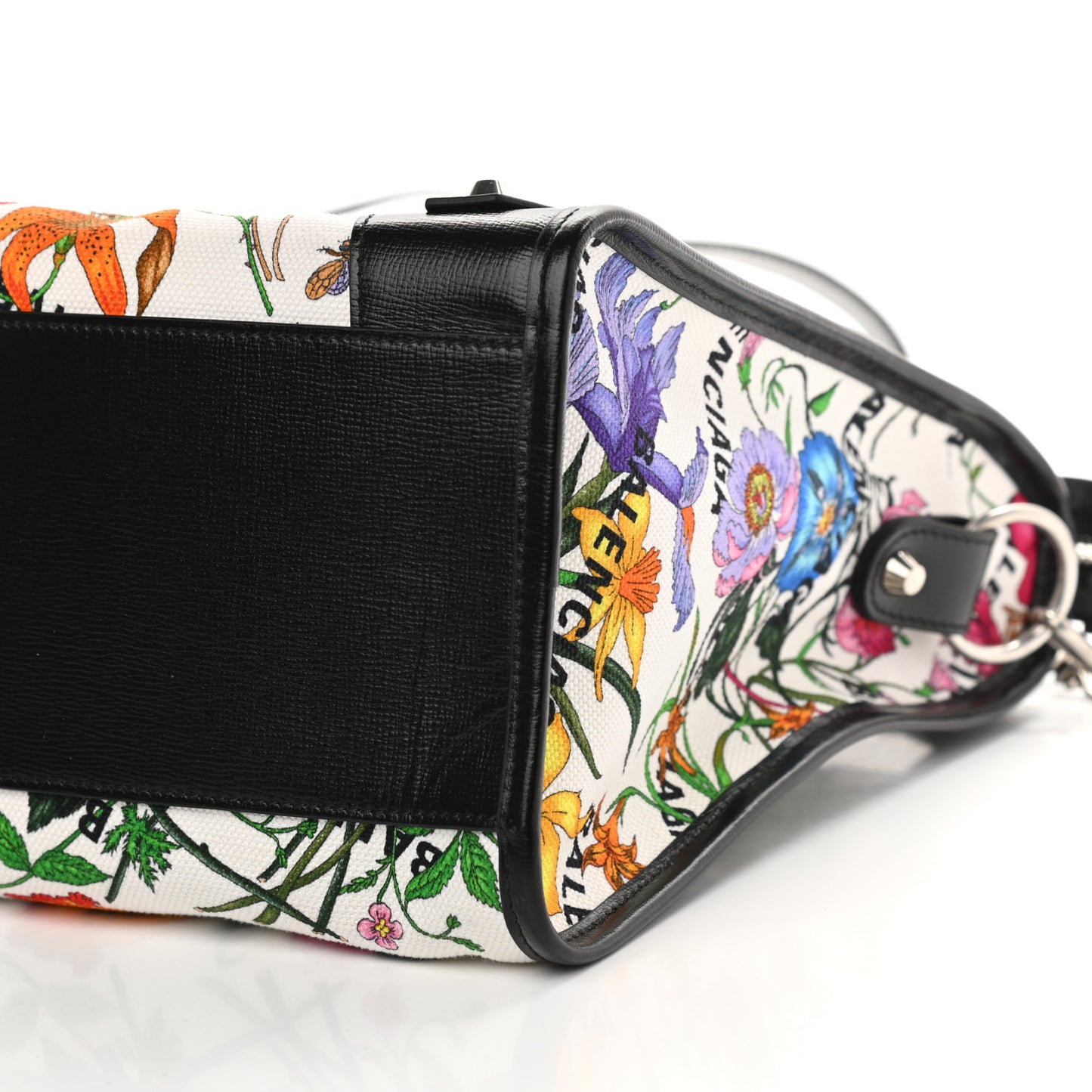 X GUCCI Canvas Azalea Calfskin Flora Logo Print Neo Classic Silver Hardware Medium City White Multicolor Black