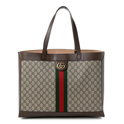 Gucci GG Supreme Monogram Web Ophidia Tote Brown 1 of 11