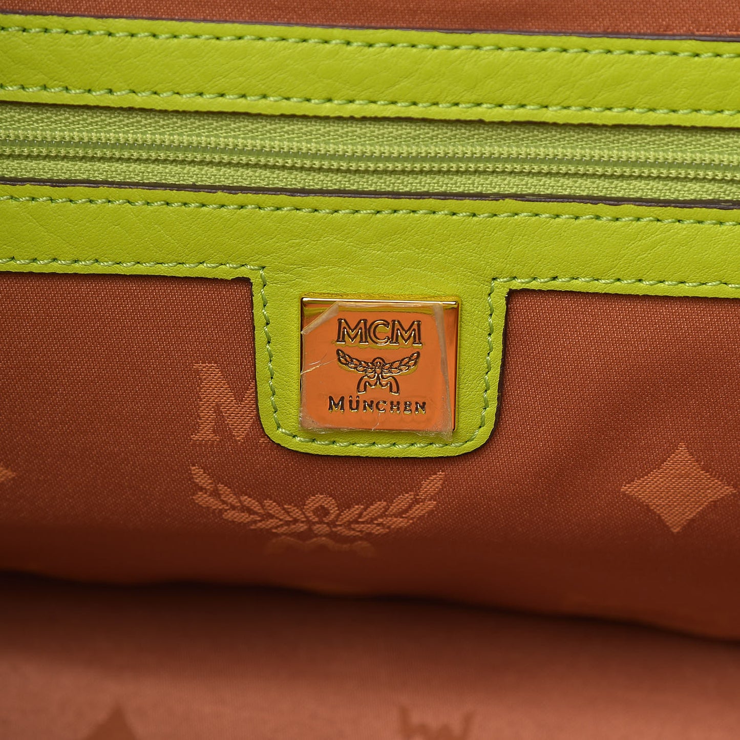 Visetos Double Zip Tote Cognac Green