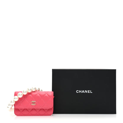 Chanel Calfskin Quilted Maxi Pearls Clutch With Chain Pink 11 of 11