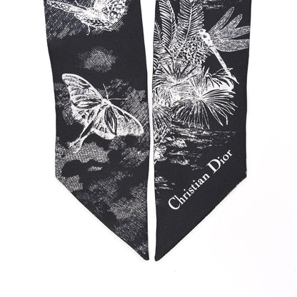 Christian Dior Silk Toile De Jouy Tropicalia Mitzah Scarf Black 2 of 3