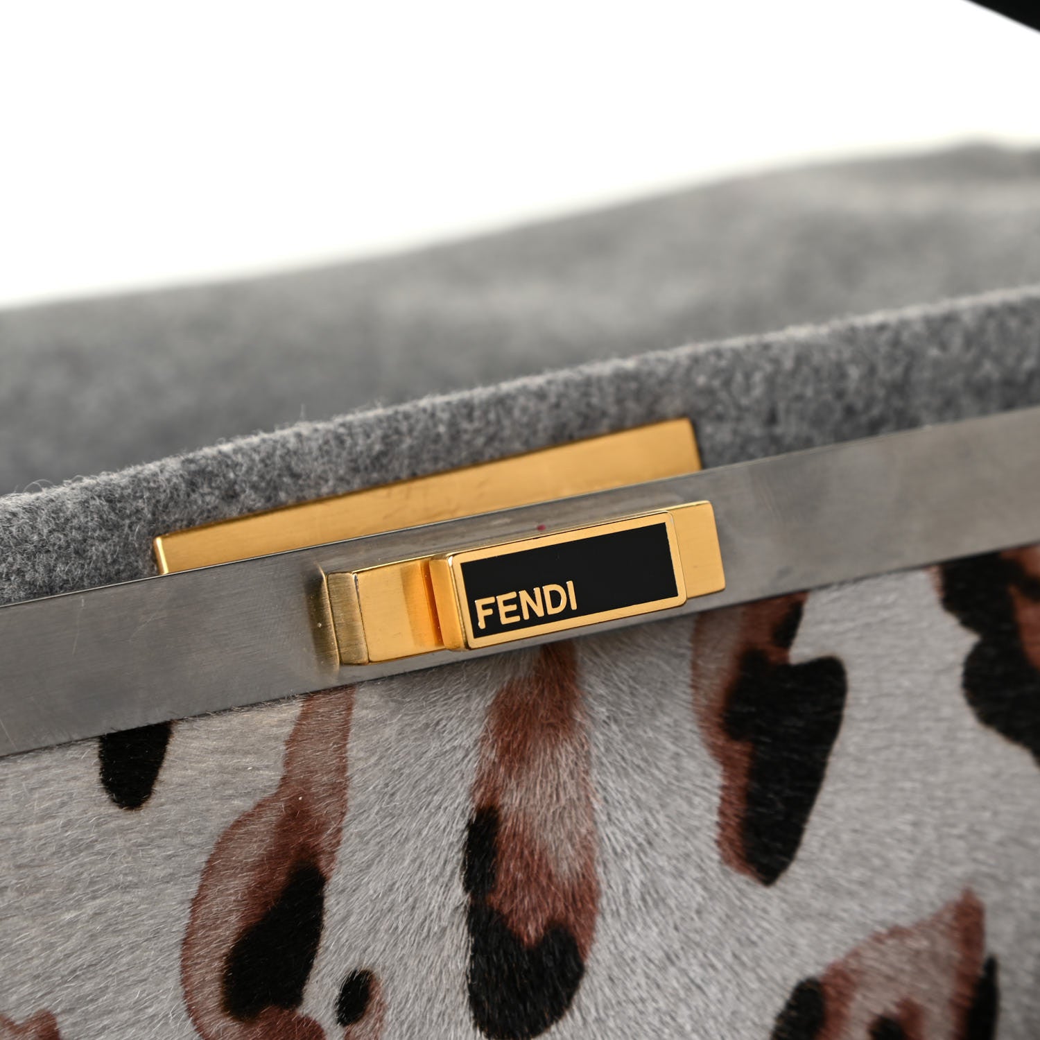 Fendi Flannel Large Peekaboo Iconic Satchel Grey 12 of 13