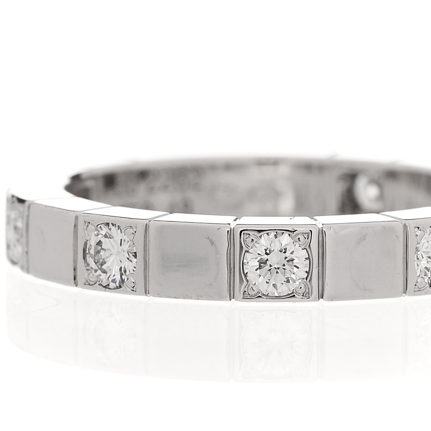 18K White Gold Diamond Lanieres Half Eternity Band Ring 48 4.5