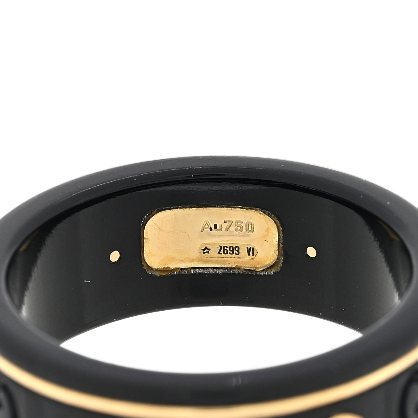 18K Yellow Gold Zirconia Powder 7mm Studded Icon Ring 54 7 Black