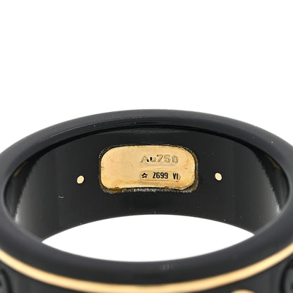 Gucci 18K Yellow Gold Zirconia Powder 7mm Studded Icon Ring 54 7 Black 4 of 4