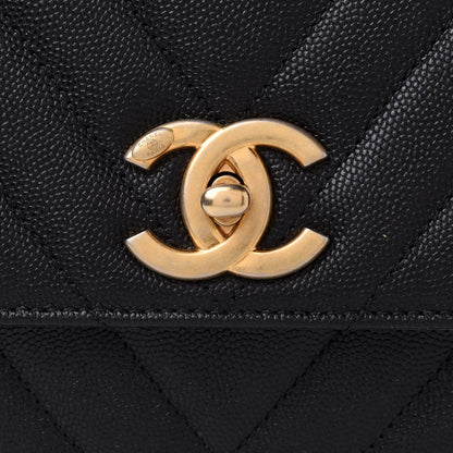 Chanel Caviar Chevron Quilted Small Coco Handle Flap Black 8 of 11