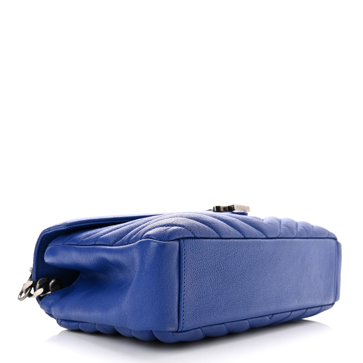 Sheepskin Matelasse Chevron Monogram Medium College Bag Royal Blue