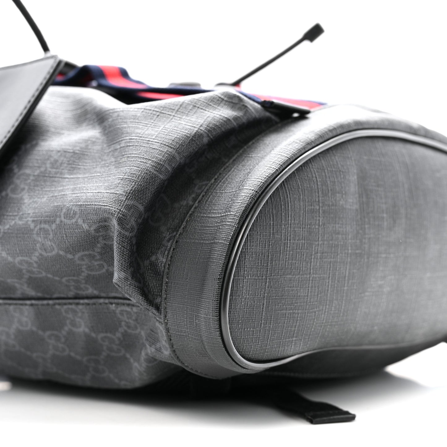 Soft GG Supreme Monogram Calfskin Web Double Buckle Backpack Black