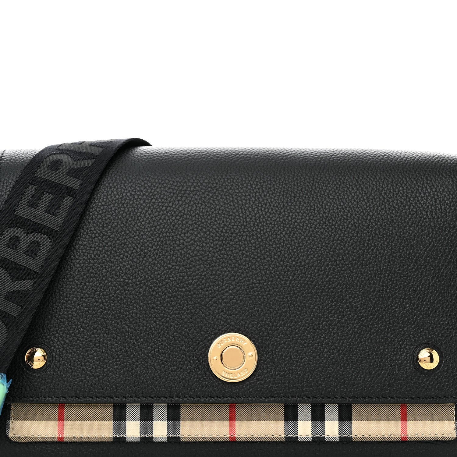 Burberry Grainy Calfskin Vintage Check Note Crossbody Bag Black 7 of 9