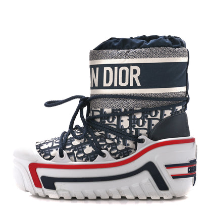 Christian Dior Oblique Shiny Nylon DiorAlps Snow Ankle Boot 35 Deep Blue 1 of 9