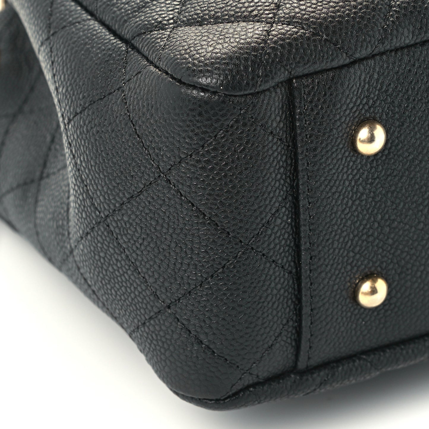 Caviar Calfskin Quilted Top Handle Flap Black