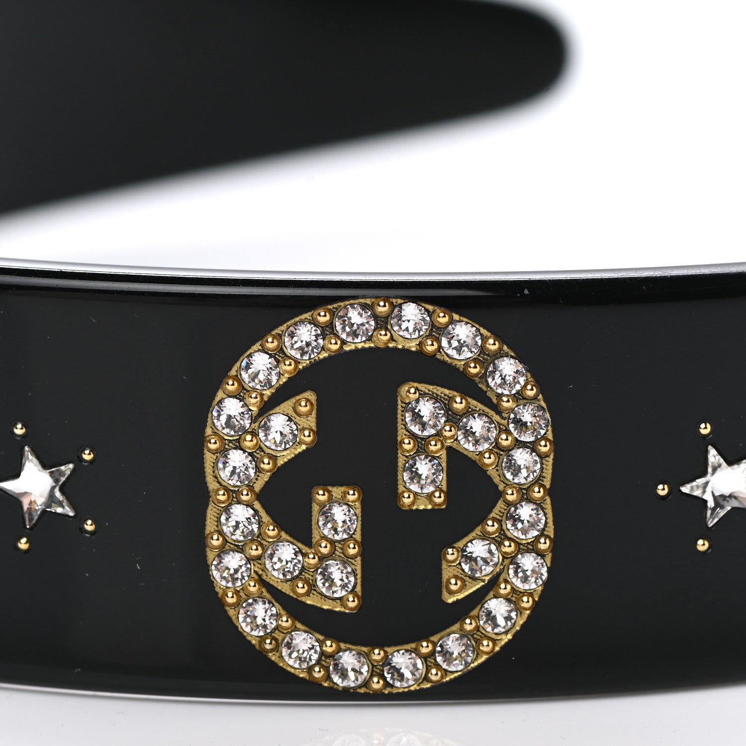 Gucci Resin Crystal Interlocking G Headband Black 4 of 6