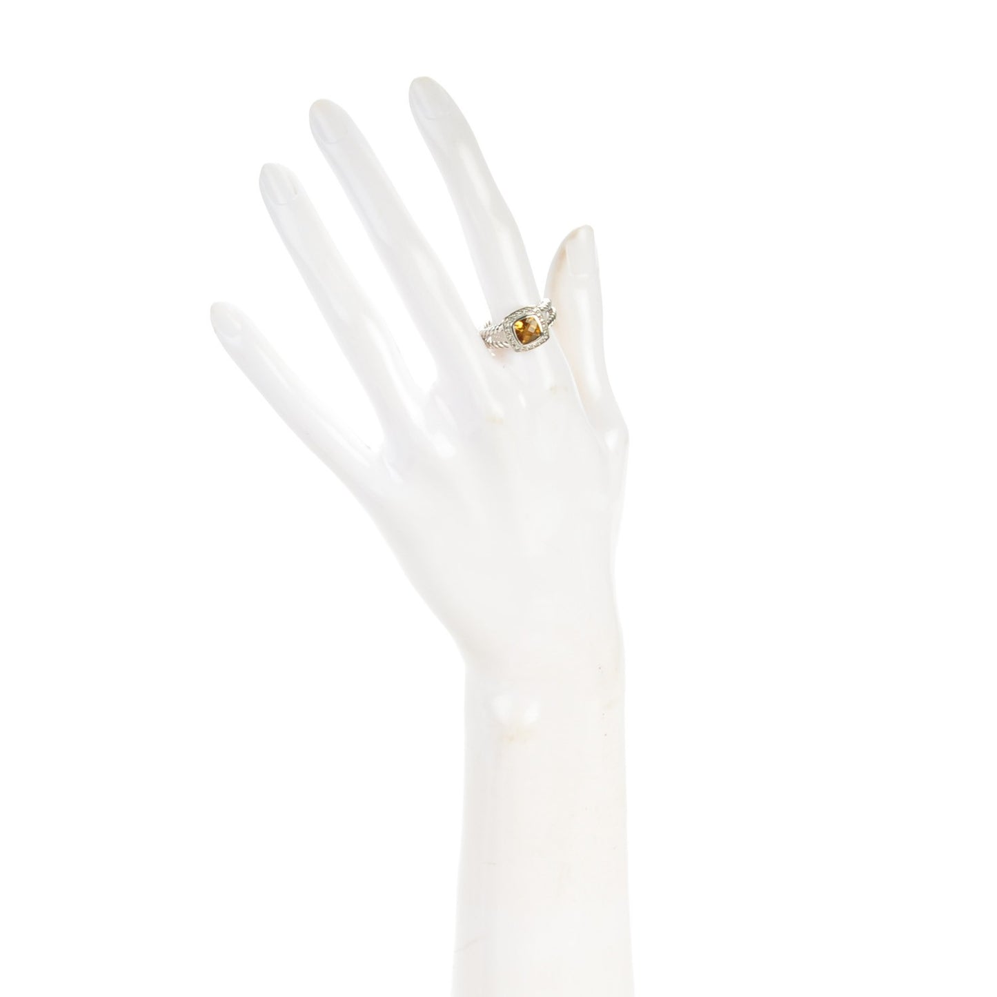Sterling Silver Diamond Citrine 7mm Petite Albion Ring 54 7