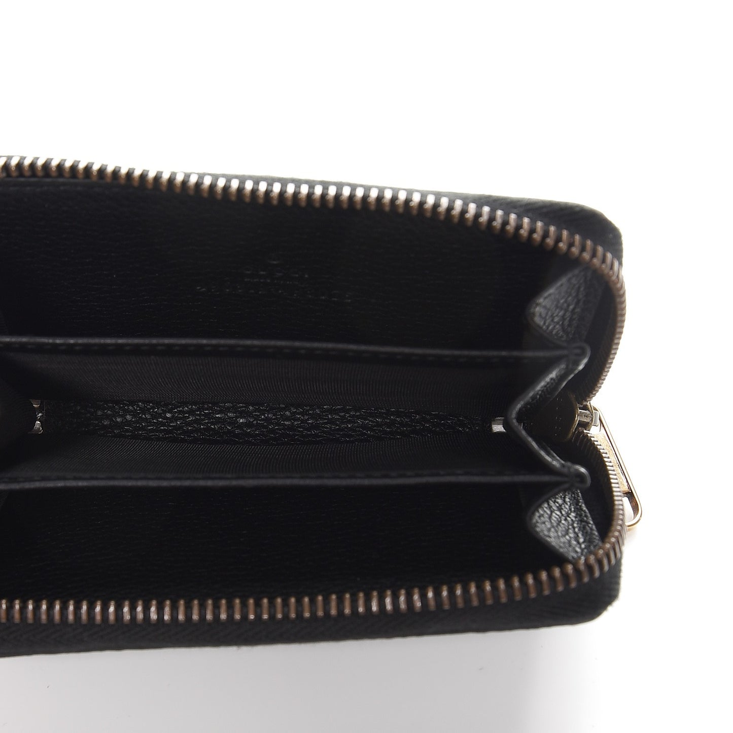 Calfskin Logo Zip Around Card Case Black