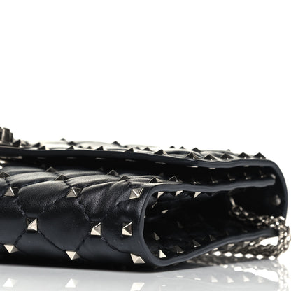 Valentino Garavani Lambskin Rockstud Spike Wallet on Chain Black 6 of 9
