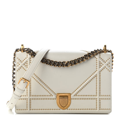 Christian Dior Lambskin Studded Medium Diorama Flap Bag Latte 1 of 10