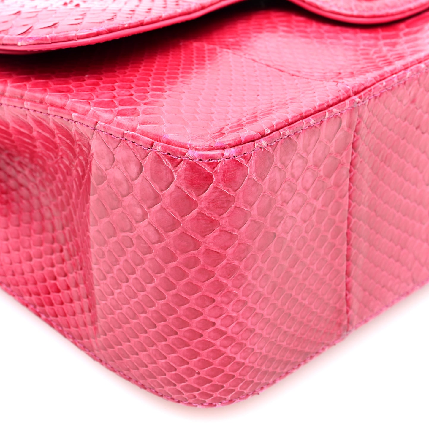 Snakeskin Jumbo Double Flap Pink