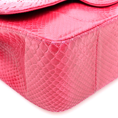 Chanel Snakeskin Jumbo Double Flap Pink 9 of 14