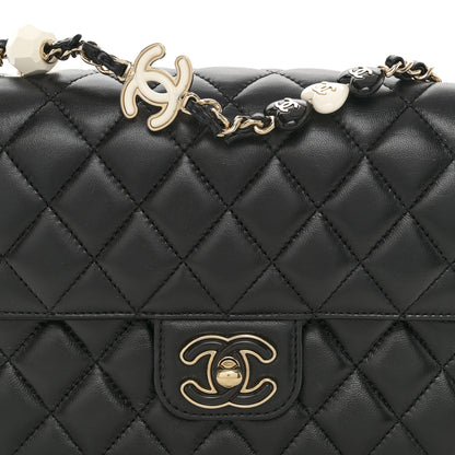 Chanel Lambskin Resin Quilted Mini Heart Square Flap Black 8 of 10