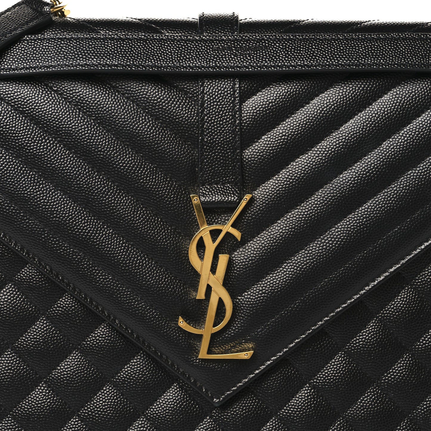Grain De Poudre Textured Mixed Matelasse Large Triquilt Monogram Satchel Black