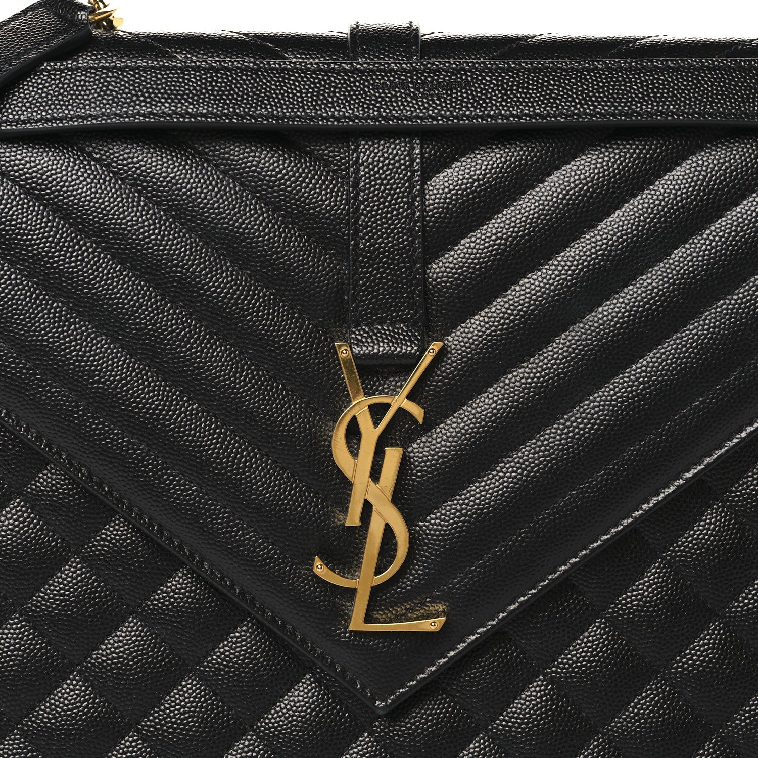 Saint Laurent Grain De Poudre Textured Mixed Matelasse Large Triquilt Monogram Satchel Black 8 of 10