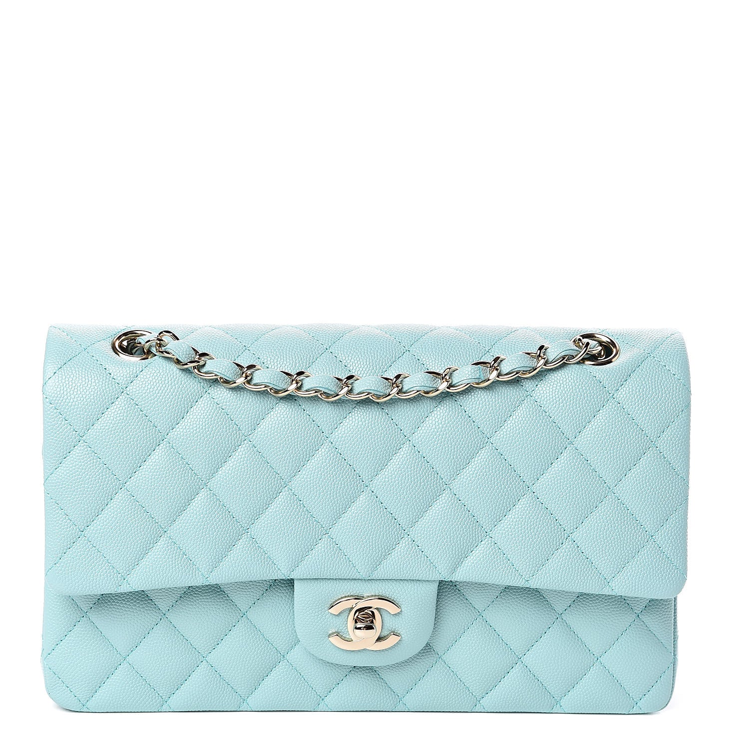 Chanel Caviar Quilted Medium Double Flap Light Blue 1 of 11