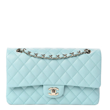 Chanel Caviar Quilted Medium Double Flap Light Blue 1 of 11