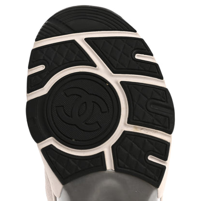 Chanel Nylon Calfskin Suede Womens CC Sneakers 36.5 Grey White 8 of 13
