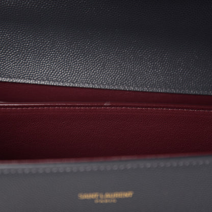 Saint Laurent Grain de Poudre Medium Classic Monogram Cassandra Top Handle Dark Smog 7 of 11
