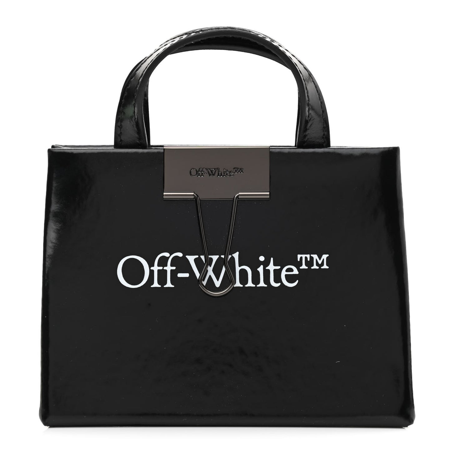 Patent Calfskin Mini Logo Box Bag Black