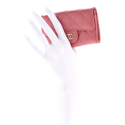 Chanel Caviar Quilted Flap Card Holder Wallet Pink 2 of 10