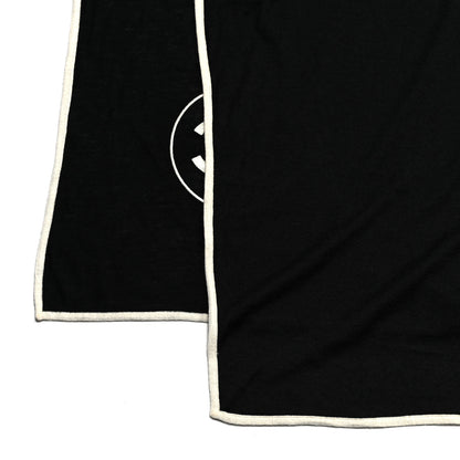 Chanel Cashmere Silk CC Logo Stole Black White 3 of 4