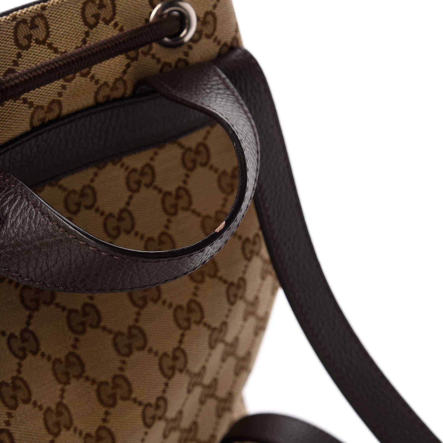 Gucci Monogram Dollar Calfskin O Drawstring Backpack Beige Ebony Testa di Moro Dark Chocolate 12 of 12