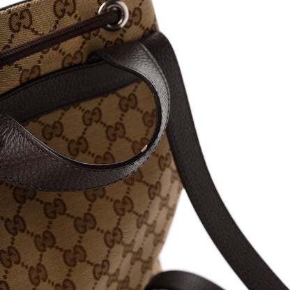 Gucci Monogram Dollar Calfskin O Drawstring Backpack Beige Ebony Testa di Moro Dark Chocolate 12 of 12