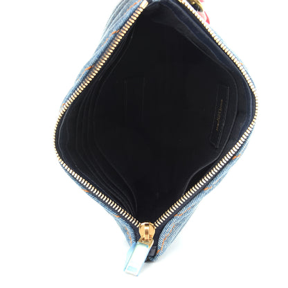 Saint Laurent Denim Matelasse Chevron Monogram A5 Wristlet Blue 5 of 8