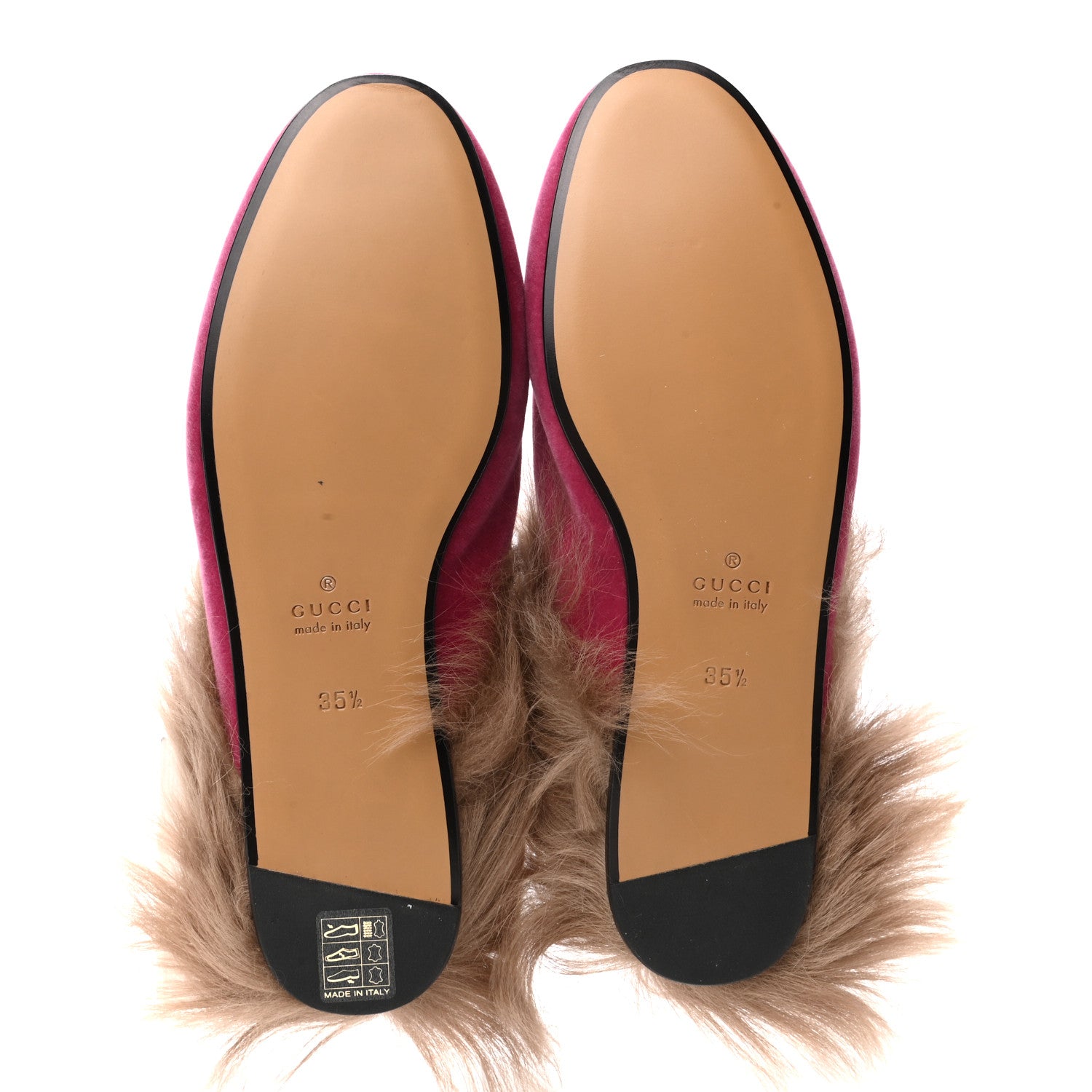 Gucci Velvet Fur Womens Princetown Slippers 35.5 Raspberry Rose 6 of 7