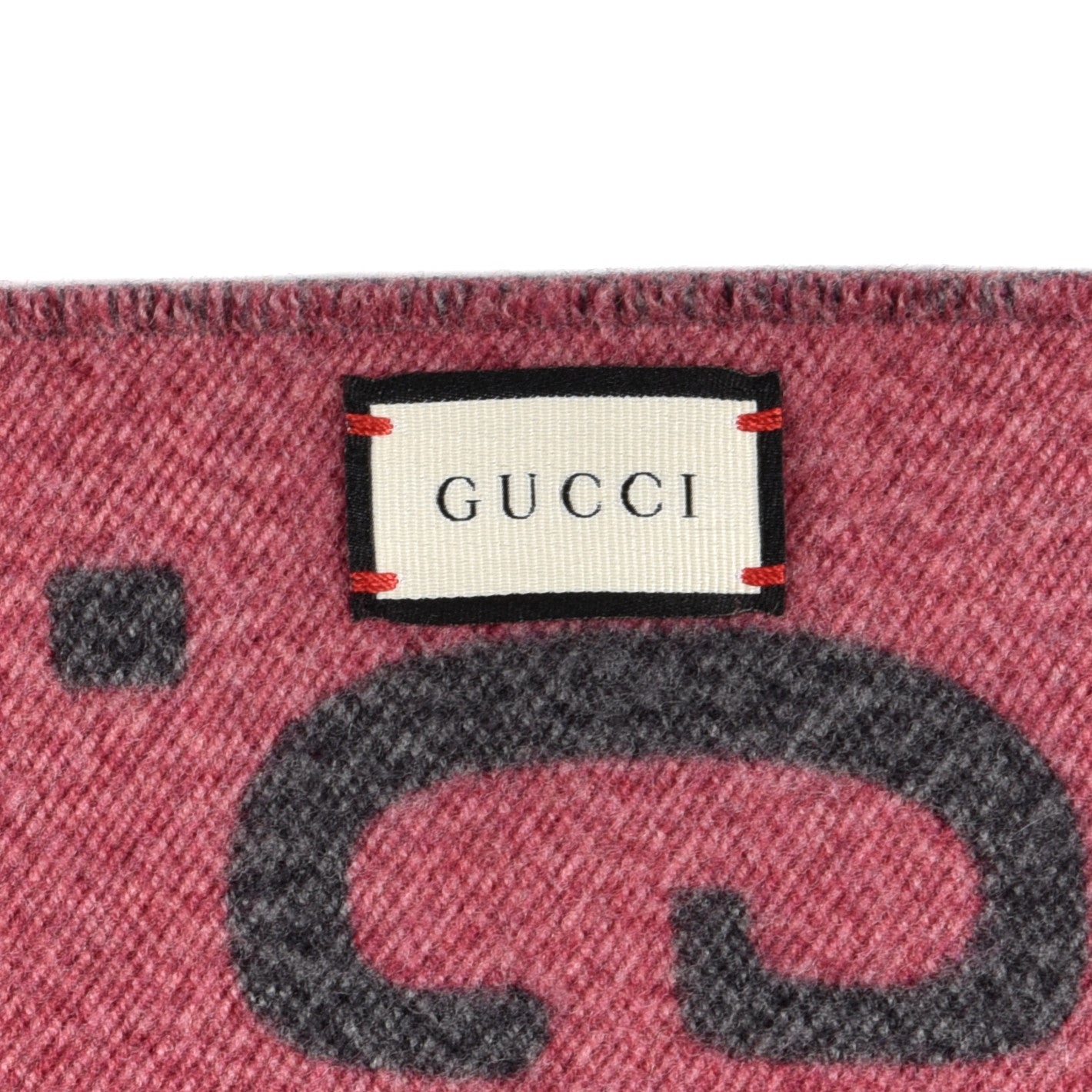Gucci Wool Silk Monogram Jumbo GG Freedom Scarf Pink Grey 4 of 4