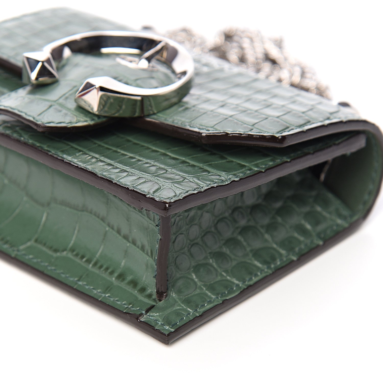 Jimmy Choo Calfskin Crocodile Embossed Mini Paris Crossbody Cactus 7 of 8