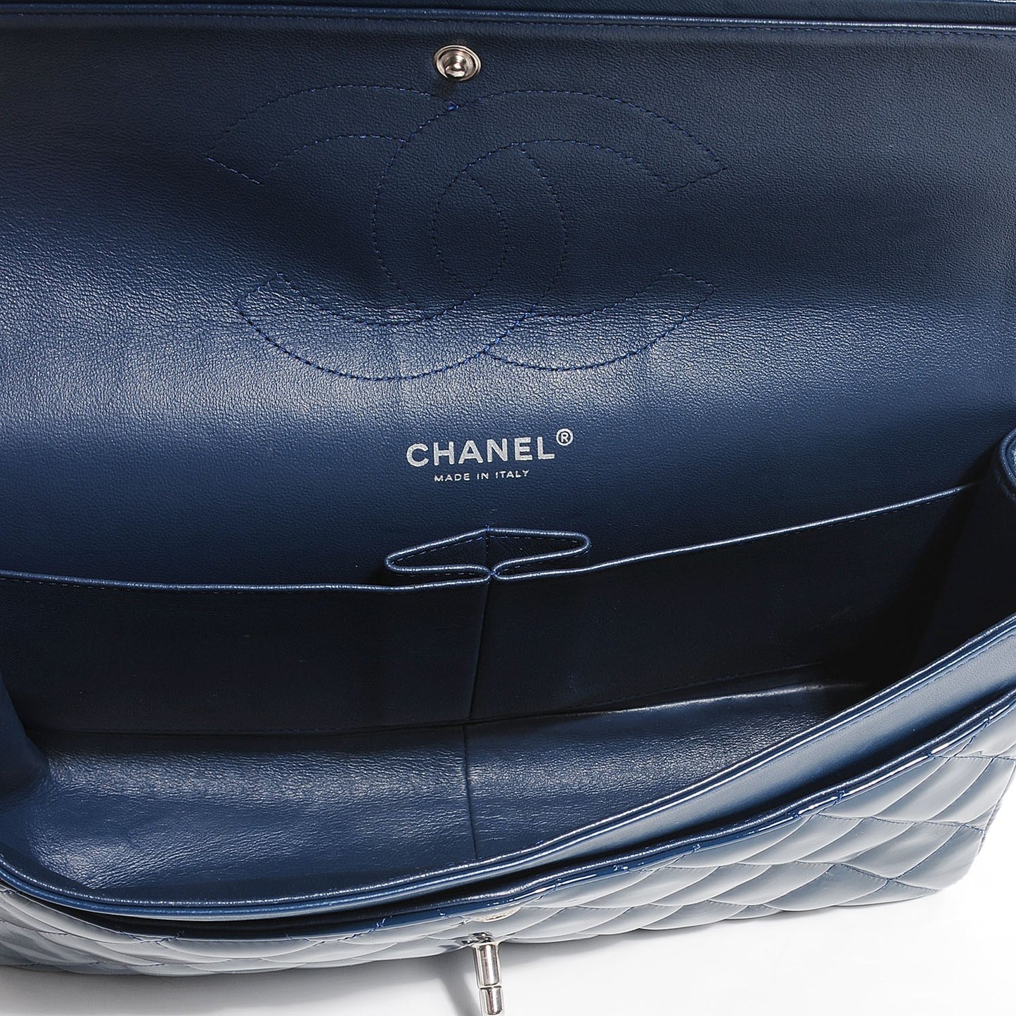 Patent Jumbo Double Flap Navy Blue