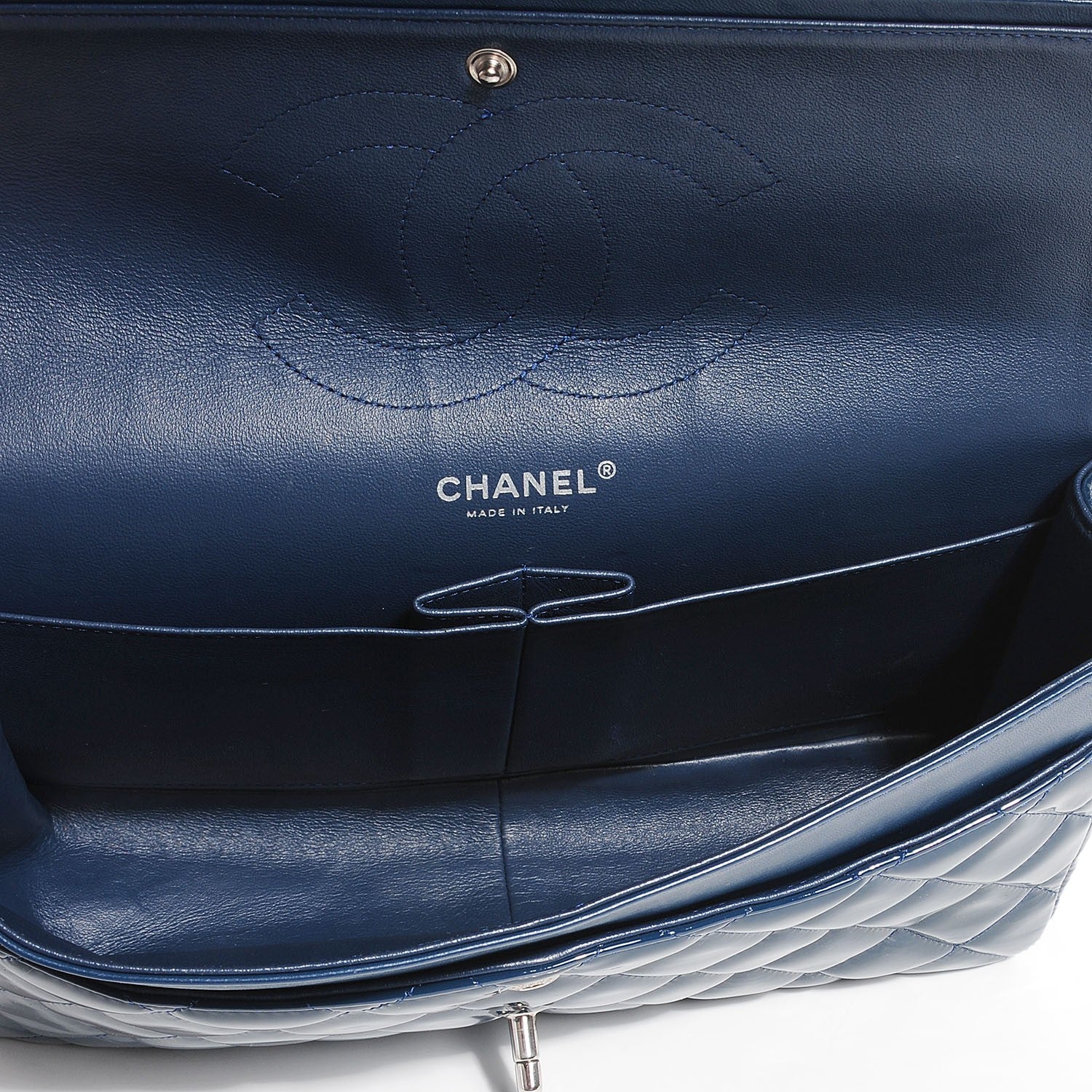 Chanel Patent Jumbo Double Flap Navy Blue 8 of 8