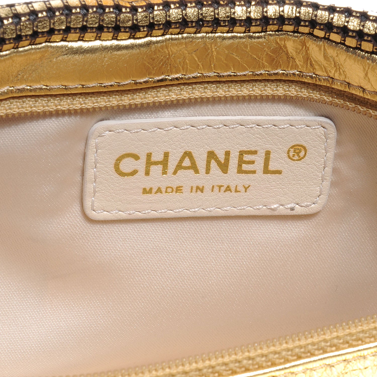 Chanel Leather Perforated Mesh CC Clutch Metallic Gold 6 of 7