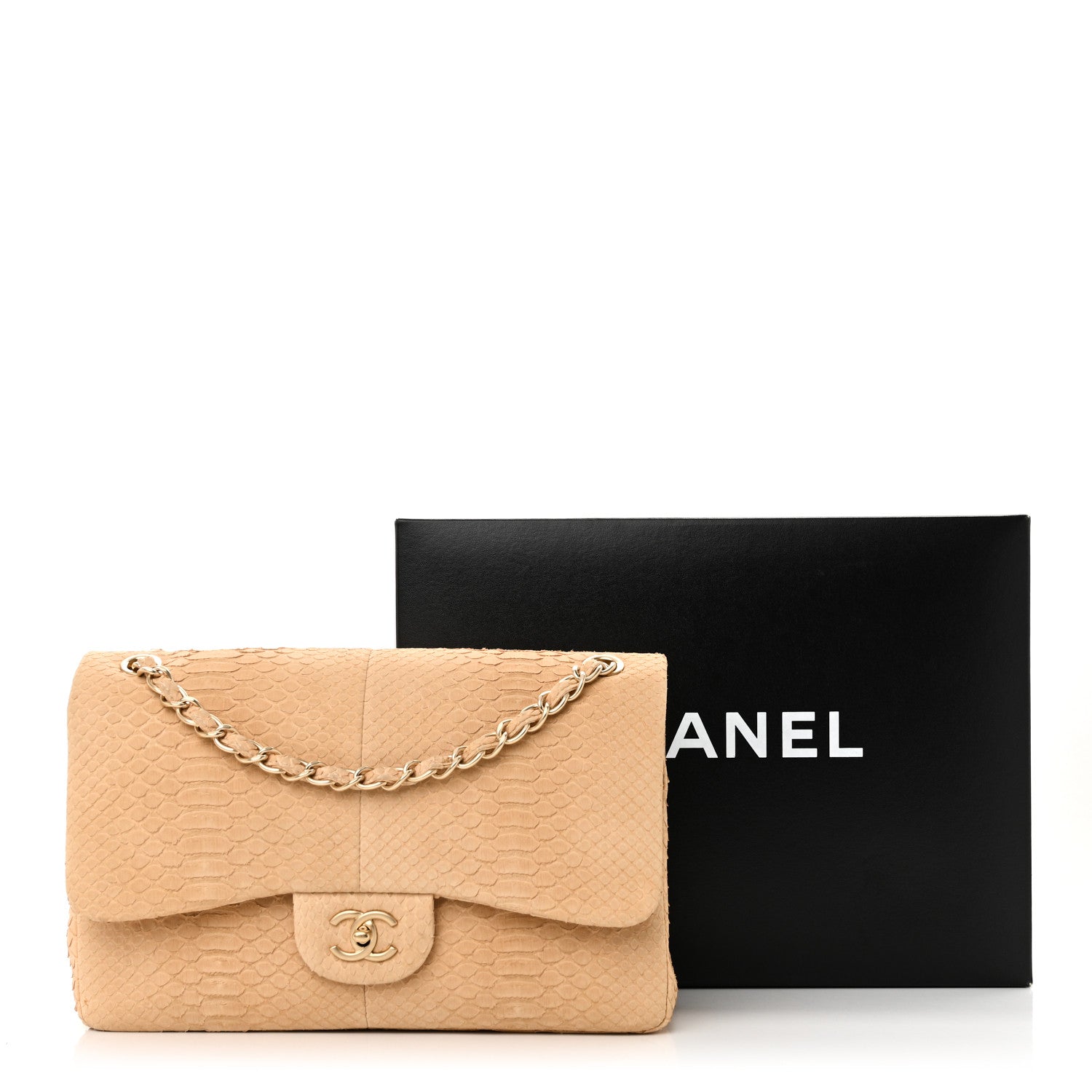 Chanel Snakeskin Jumbo Double Flap Beige 11 of 11