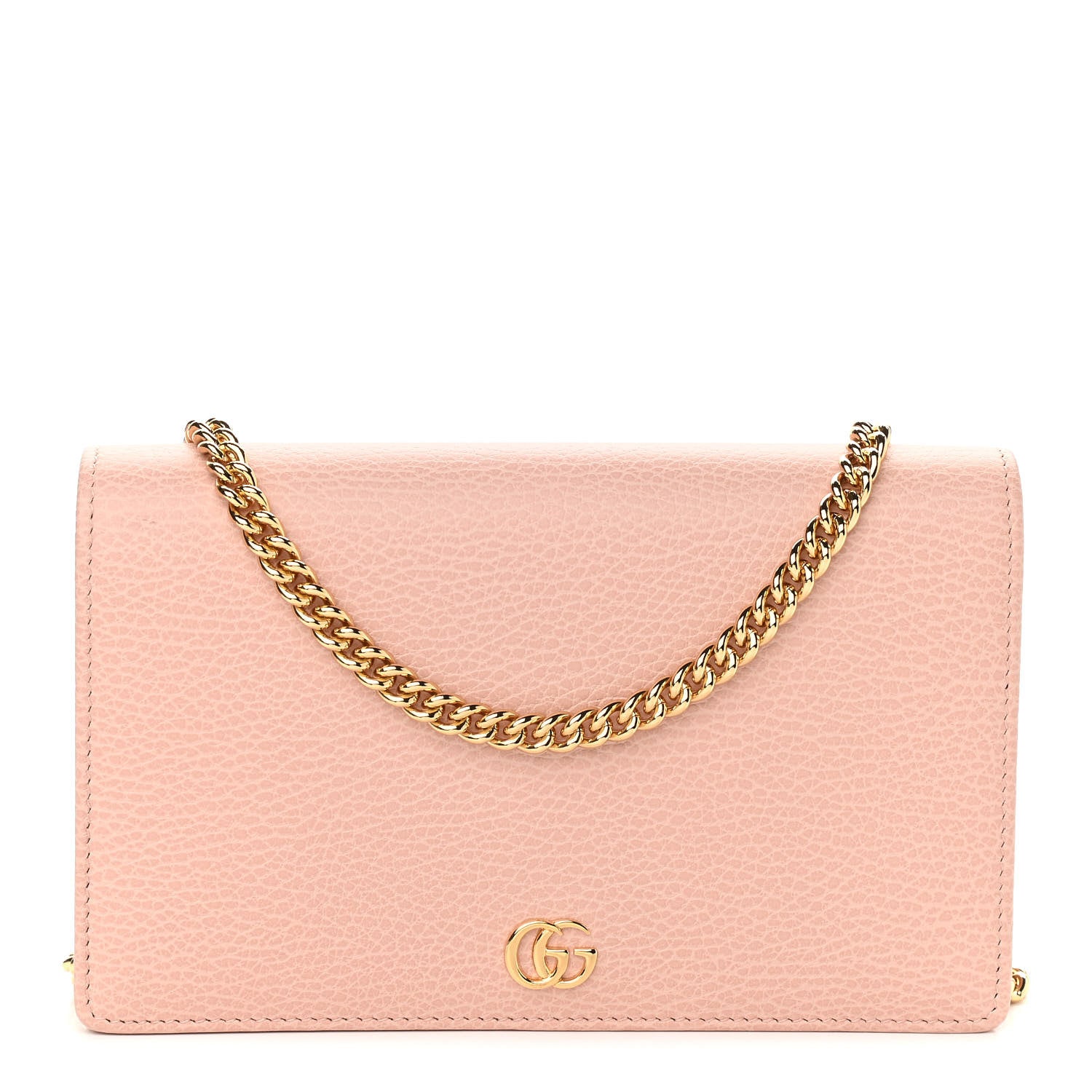 Gucci Dollar Calfskin Mini GG Marmont Chain Wallet Perfect Pink 1 of 11