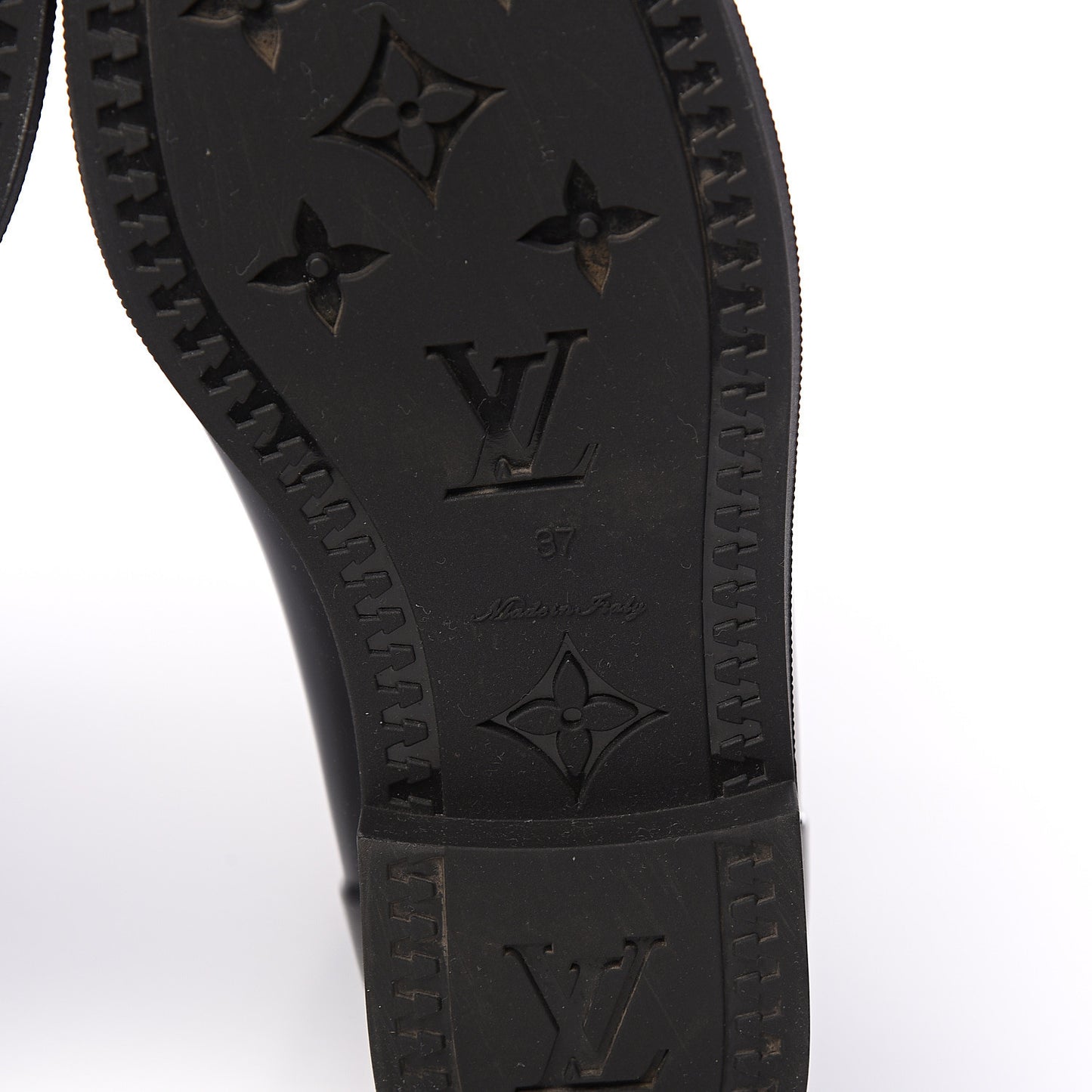 Rubber Embossed Monogram Drops High Rain Boots 37 Black