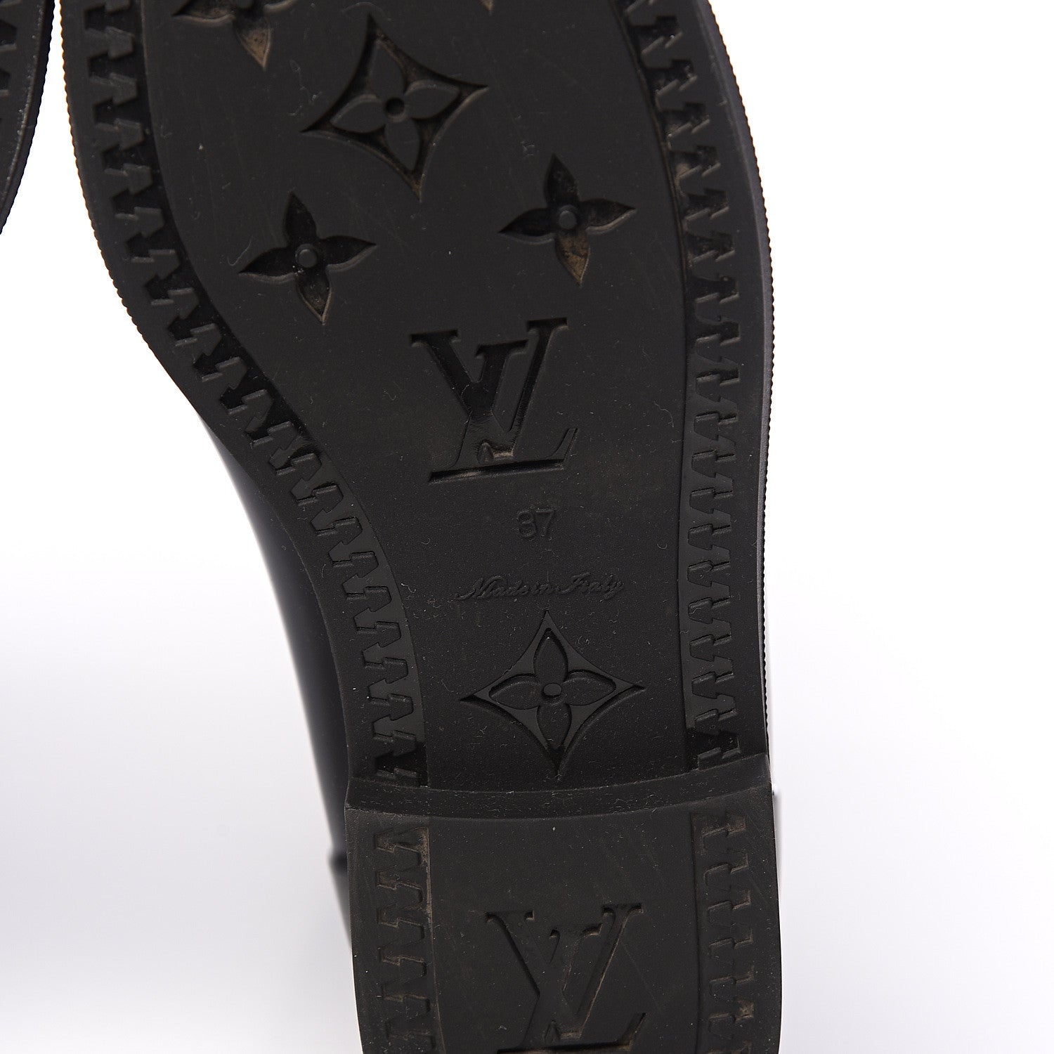 Louis Vuitton Rubber Embossed Monogram Drops High Rain Boots 37 Black 6 of 7